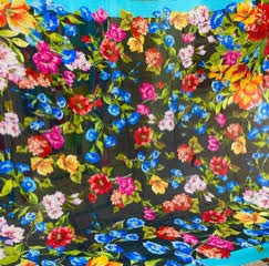 Black With Multi Colored Flowers in Blue Hot Pink Yellow and Green 1
