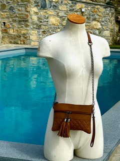 Supersoft Real Leather Cross Body Bags With Hand Strap Made In Italy Caramel